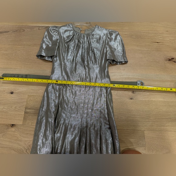 Anna Sui silvery Metallic Linen Blend Dress size 0 - Picture 10 of 12